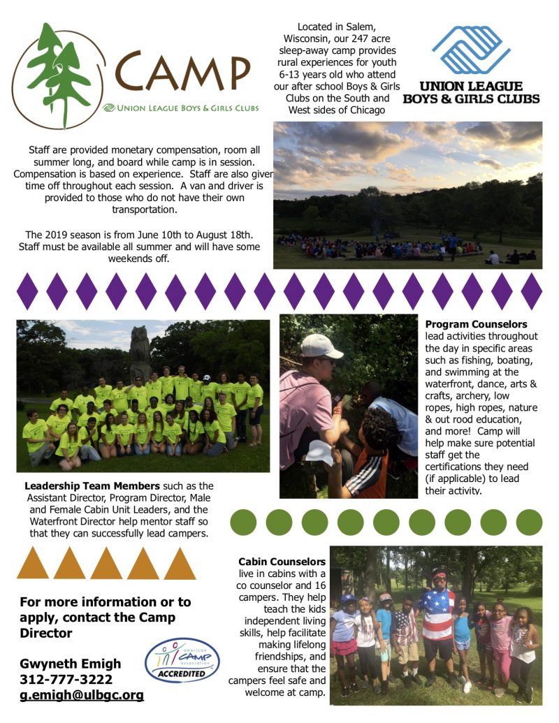 Summer Camp 2019 Staff Flyer